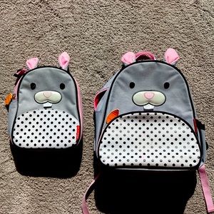 Little kid Skip Hop rabbit backpack and insulated lunch bag